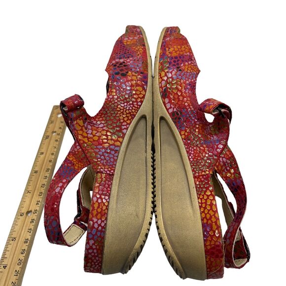Wolky Sandals Women's Sz 42 Fantasy Red Pink Mulitcolor Comfort Hook Loop - Picture 7 of 16
